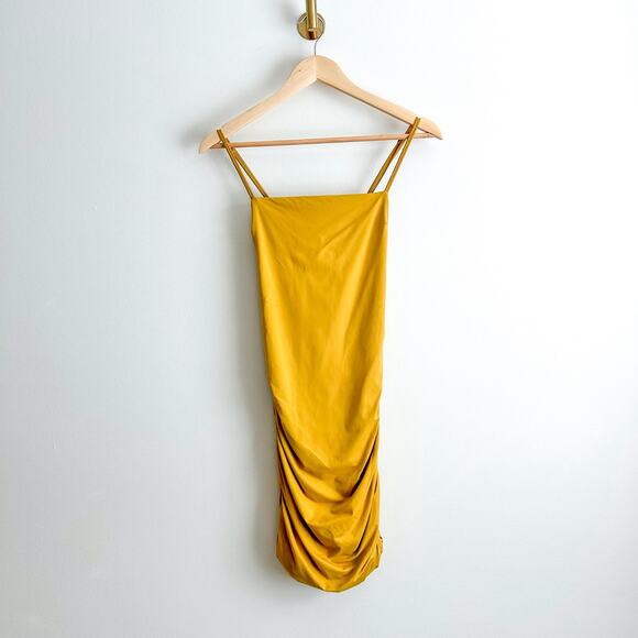 Tiger Mist. Sunrise Ruched Dress in Mustard M - Picture 2 of 8